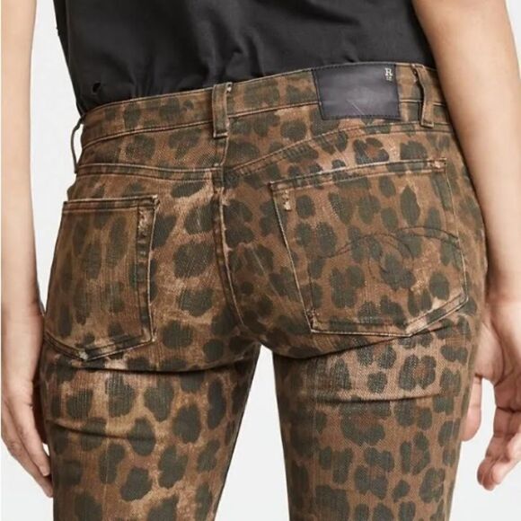 NWT R13 Kate Skinny Distressed Leopard Print Jeans Size 25 - Picture 7 of 15